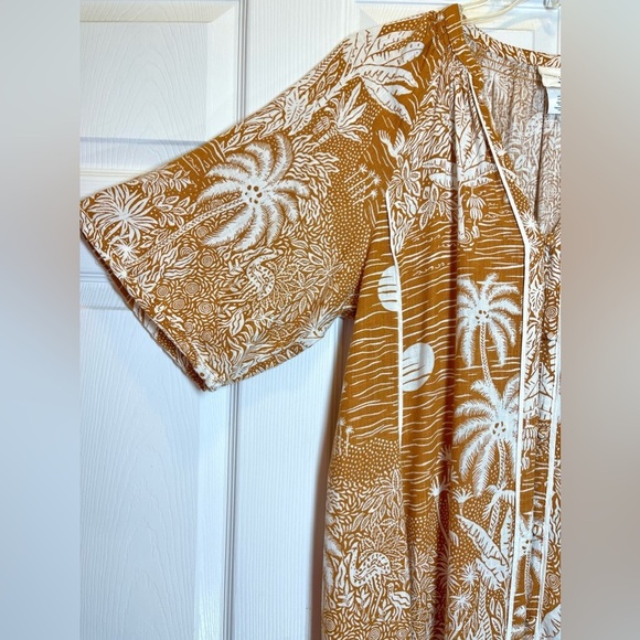 DESMOND & DEMPSEY‎ X H&M Women’s Midi Linen Blend Tropical Landscape Size Medium - Picture 5 of 8